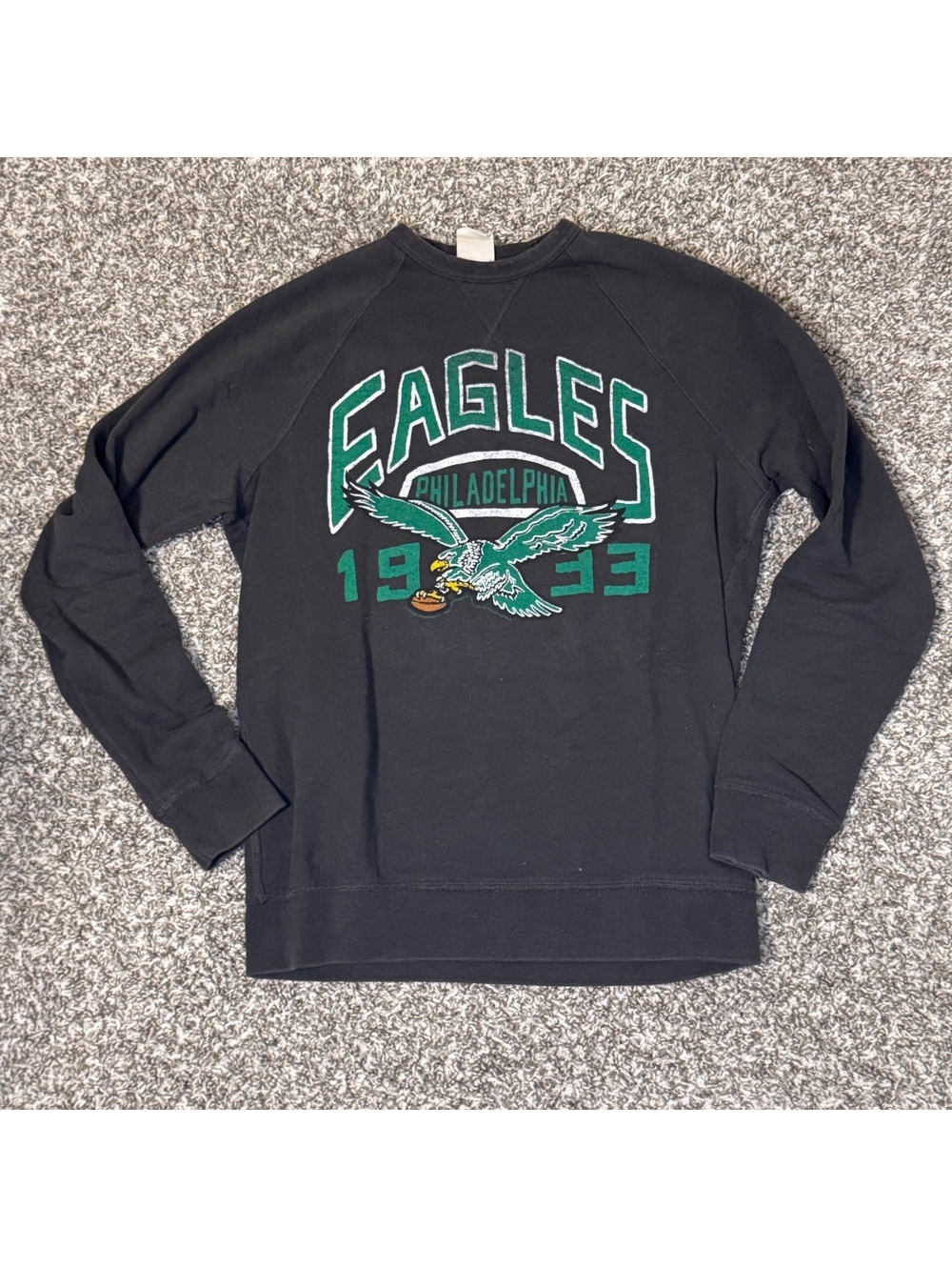 Vintage 1993 Philadelphia Eagles Crewneck Sweatshirt Black Green NFL S/M